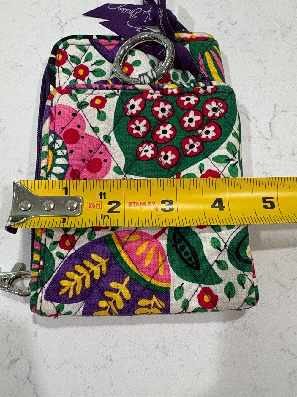 Vera Bradley Floral Quilted Wristlet in Green Pink Purple
